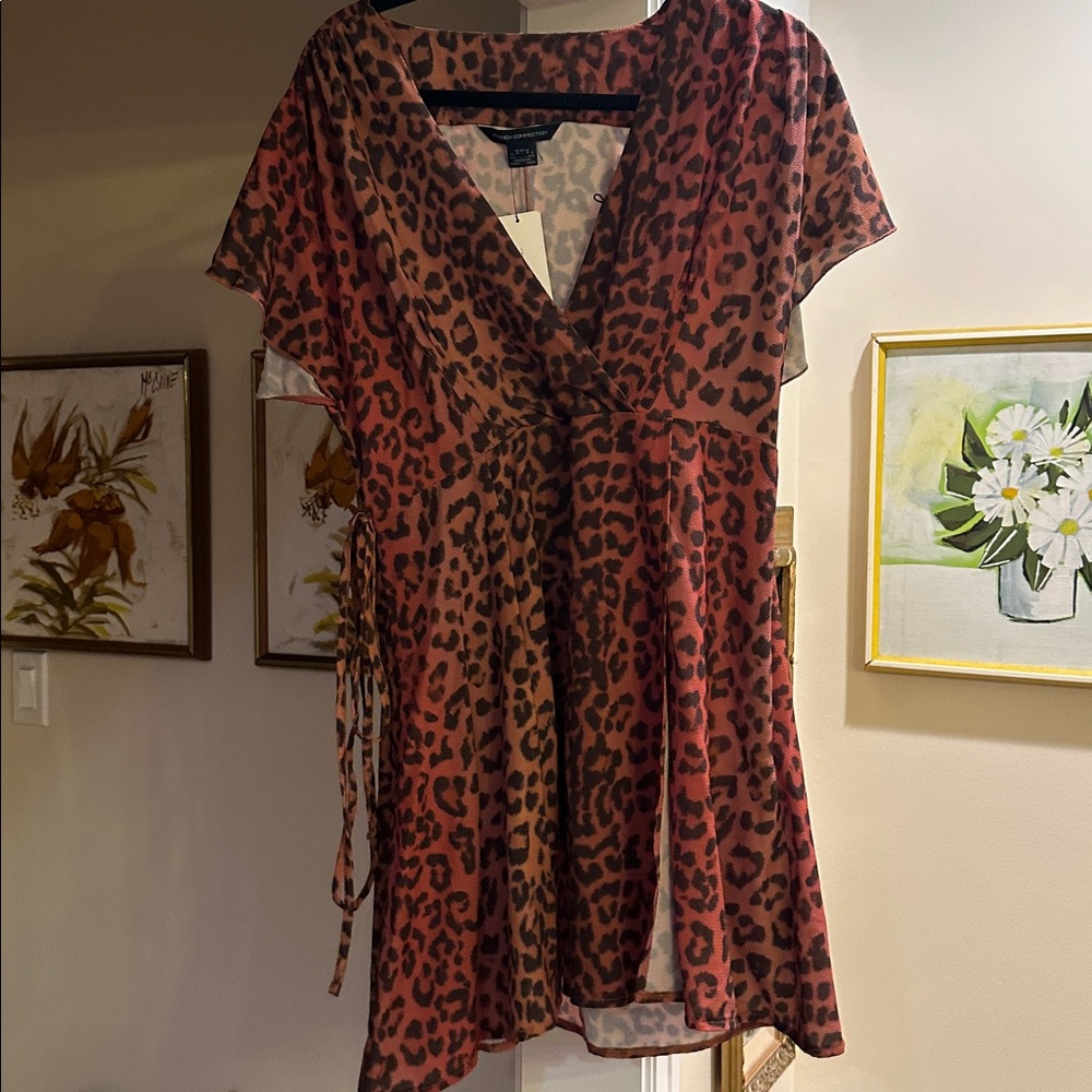 NWT French Connection Leopard Print Faux Wrap Dress
